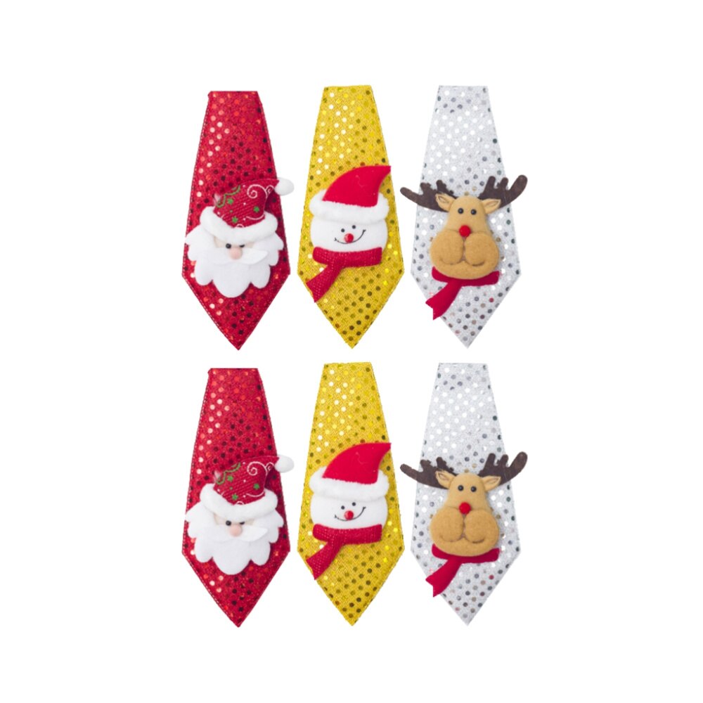 3Pcs Cartoon Stropdas Schattige Lovertjes Tie Kerst Kleine Voor Kinderen Volwassen (Sneeuwpop Kerstman En Elanden)