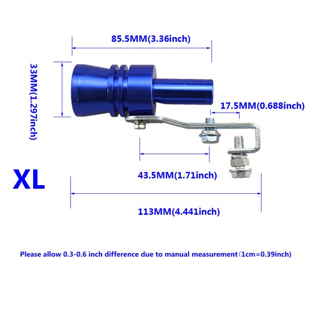 Universal simulador Whistler de la motocicleta del coche de la onda de sonido modificación imitador Turbo silbato tubo de escape de sirena: Blue - XL