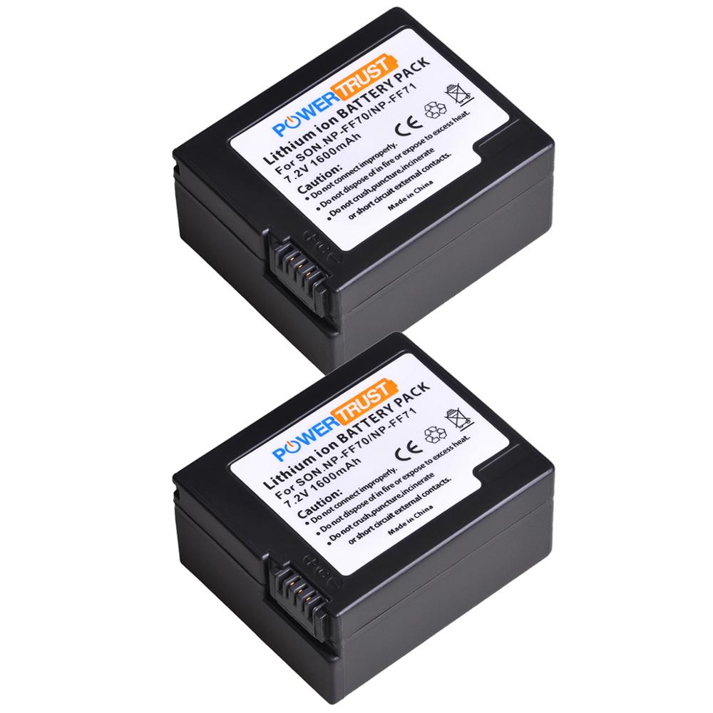 PowerTrust NP-FF71 NP-FF70 Rechargeable Battery and Charger for Sony NP FF71 NP FF70 NPFF71 NPFF70 DCR-HC1000 DCR-HC1000E: 2Battery