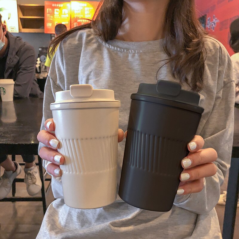 350ml Kawaii Reusable Coffee Cups Stainless Steel Outdoor Portable Travel Car Coffee mug Thermos Double Wall