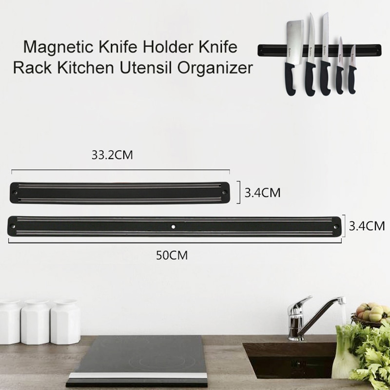 Magnetisk knivholder 14 tommer køkkenkniv stand bar strimmel væg magnet blok aluminium til knive opbevaring madlavning tilbehør  #1