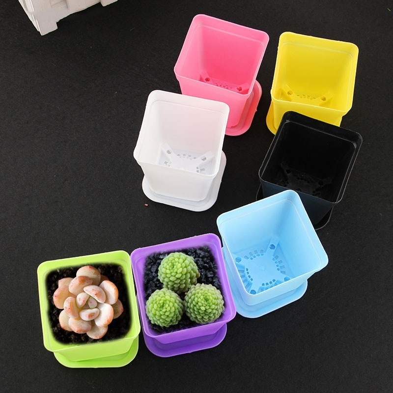 5PCS Plastic Square Flower Planter Pots Tray Home Office Garden Decor Nursery Pot Small Pots