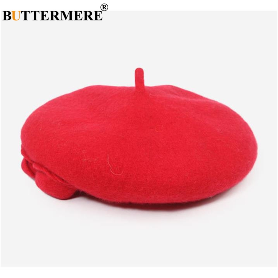 Buttermere uld baret fransk hue vinterhatte til kvinder blomst rød flad kasket dame pige baretter kvindelig knogle tocas malerhat