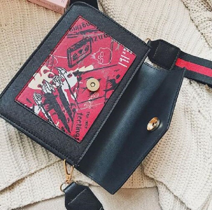 Sacs à main avec impression de dessin animé pour femmes, sac incliné pour filles, pochette sacs à main en polyuréthane