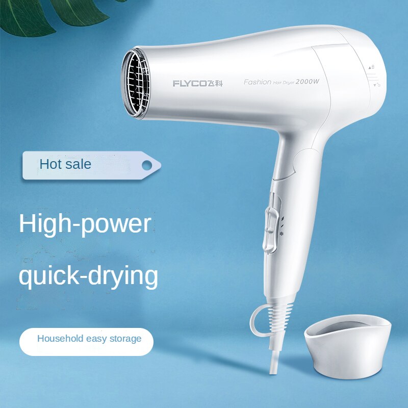 Flyco-secador de pelo plegable de iones negativos, 2000W, , Control de temperatura del viento frío y , herramienta de estilo multifuncional
