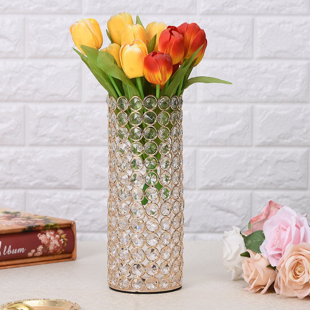 VINGIANT Crystal Cylinder Flower Vases Candle Holders for Home Wedding Table Centerpieces Halloween Decoration Handmade