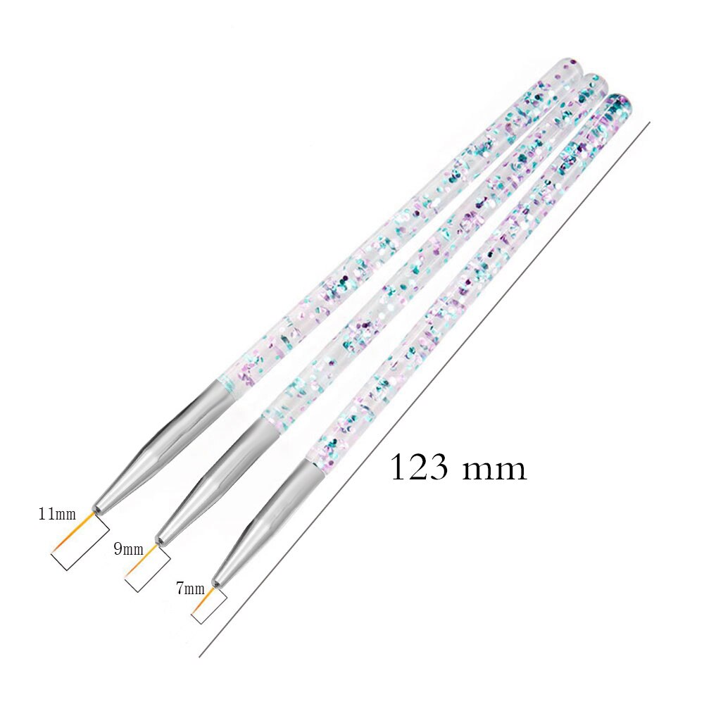 Pluma de dibujo de detalles, cepillo de línea para arte de uñas, de patrón de dibujo de uñas, cepillo de línea, cepillo de esmalte de uñas UV, 3 piezas: B087