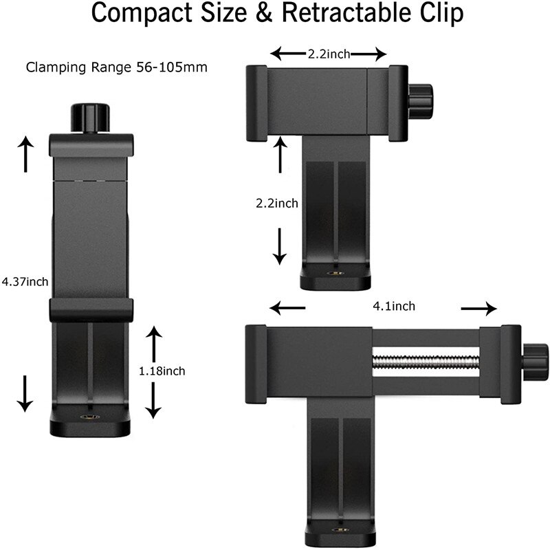 Rotazione a 360 gradi supporto da scrivania nero supporto per Clip per telefono cellulare supporto verticale 1/4 Clip di fissaggio a vite per IPhone 11 per Huawei