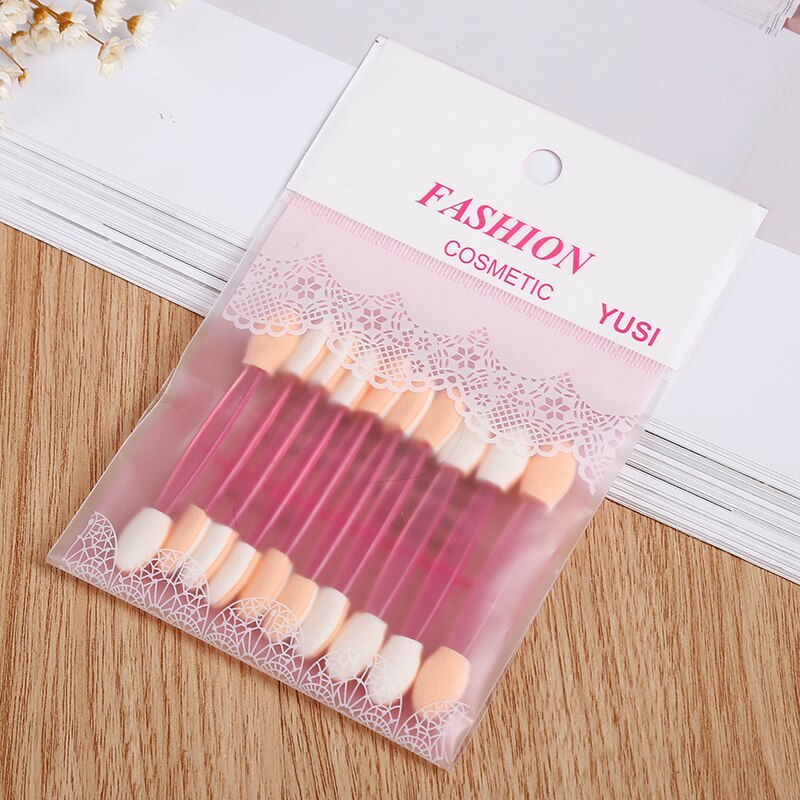 Pinceles de maquillaje de doble punta, aplicadores de sombra de ojos suaves, esponja, herramienta de cepillo desechable para sombra de ojos, herramienta cosmética, 10 Uds.