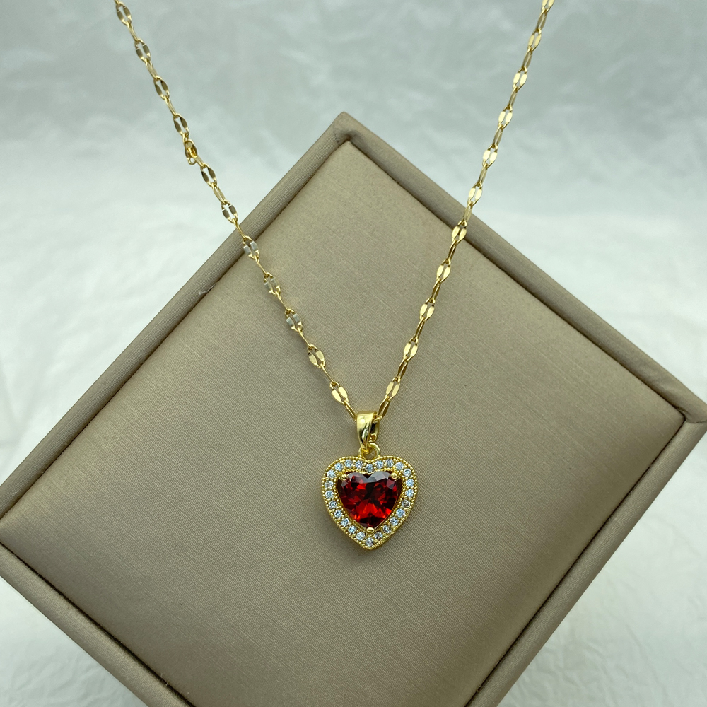Gold Color Stainless Steel Necklace for Women Style Butterfly Jewlry Green Water Copper Pendant Zircon Pearl Cross Butterly