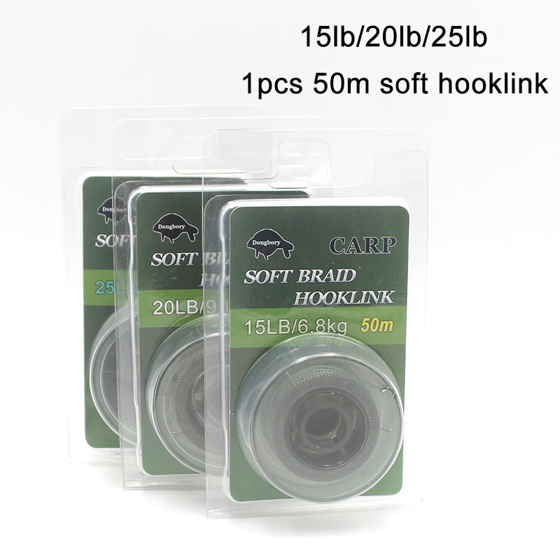 50m Carp Fishing Line Soft Braid Hooklink Fit Hair Carp Rigs Making Accessories For Carp Coarse Un-coated Line Tackle