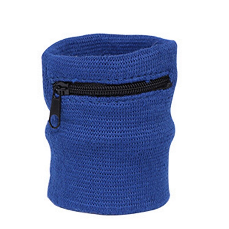 Reise SchweißBand Lauf Handgelenk Brieftasche Schlüssel Sport Armbinde mit Reißverschluss Tasche: Blau