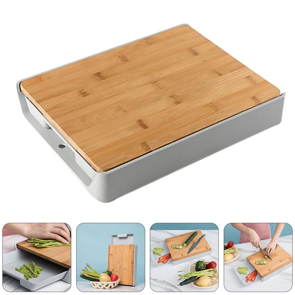 Multifunctional Bamboo Cutting Board Drawer Type Chopping Board Kitchen Tool: Default Title