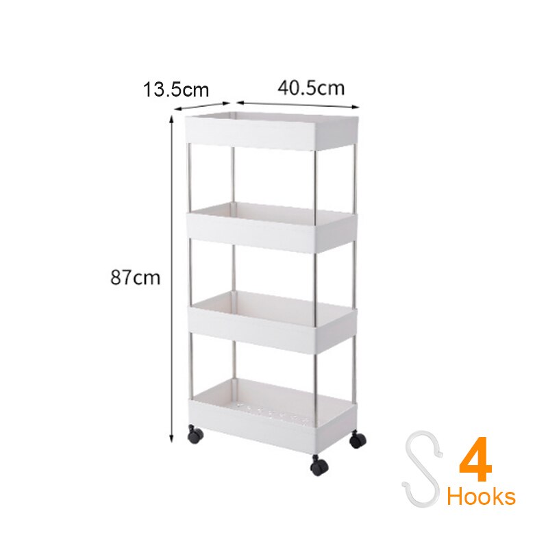 2/3/4 Tier Slim Storage Cart Mobile Shelving Unit Organizer Slide Out Storage Rolling Utility Cart Rack for Kitchen Bathroom: 4 Tier-Narrow one