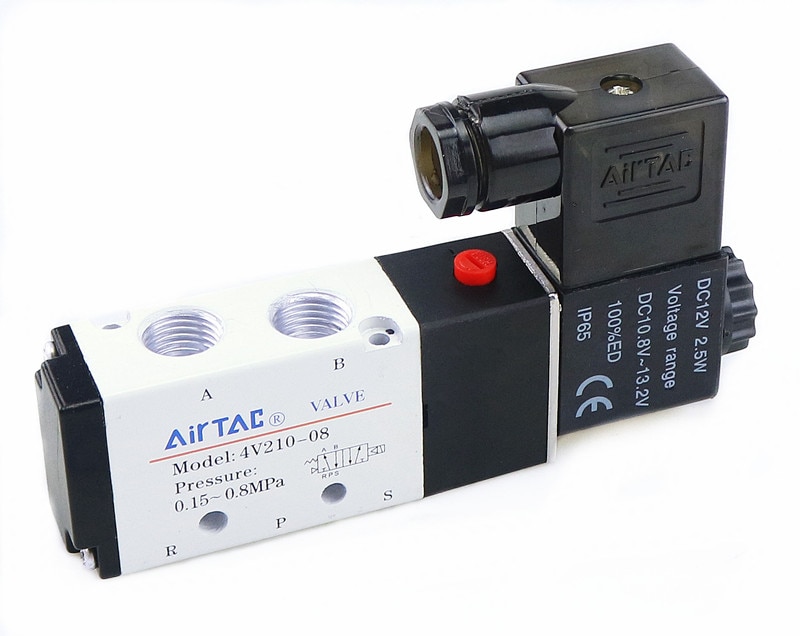 1/4 "2 posición 5 Puerto AirTAC válvulas solenoides de aire 4V210-08 Válvula de control neumática 12v 24v 110v 220v