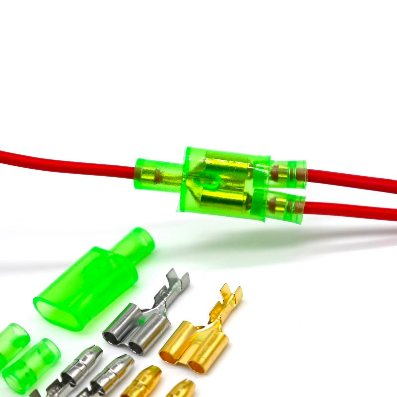 10/20/50 juegos de herramientas para coche 4,0 terminal tipo bala conector de cable eléctrico para coche verde 4mm macho + hembra 1: 2 terminal de prensado en frío