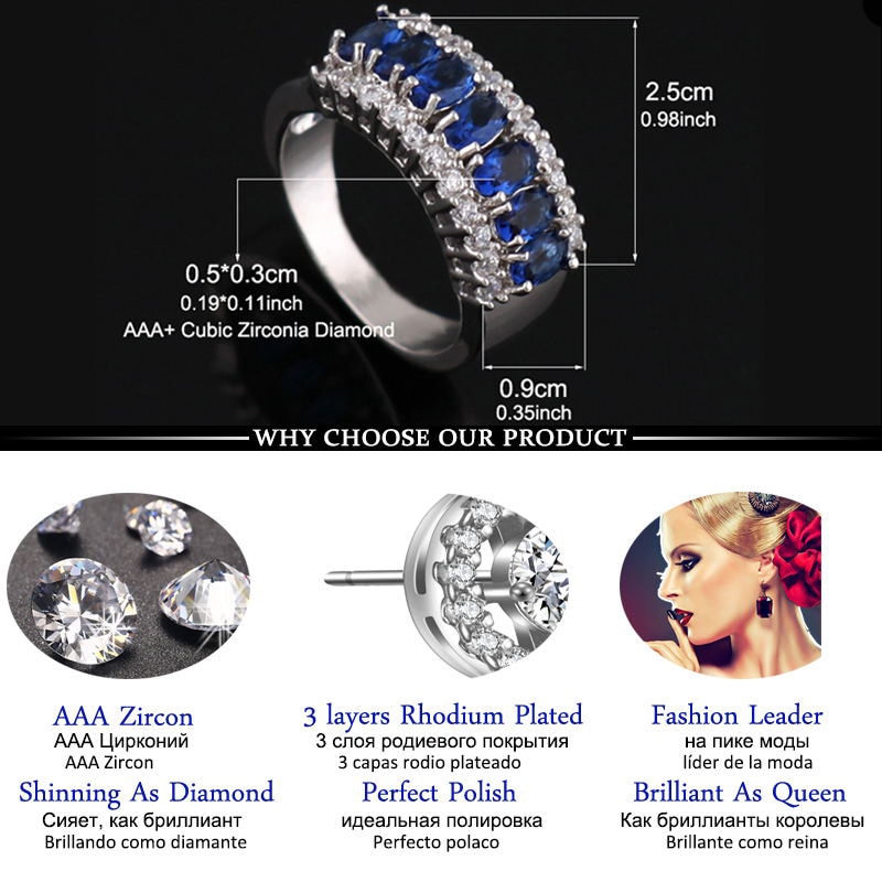 LXOEN Blau CZ Hochzeit Ringe Für Frauen AAA + Cubic Zirkon Engagement Ring Schmuck anillos bague anel feminino