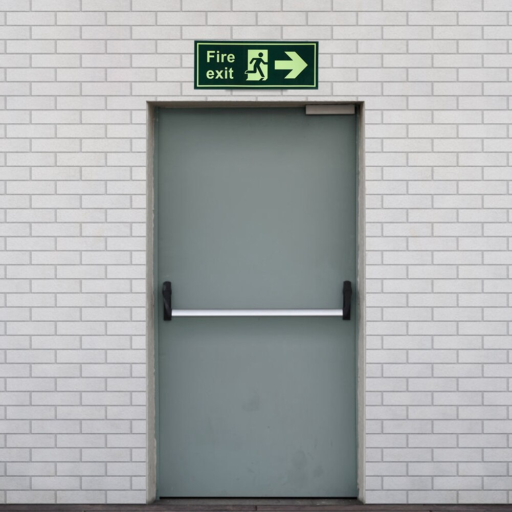 2Pcs Luminous Self-Adhesive Safety Warning Sign Sticker Safety Fire Exit Signs with Direction