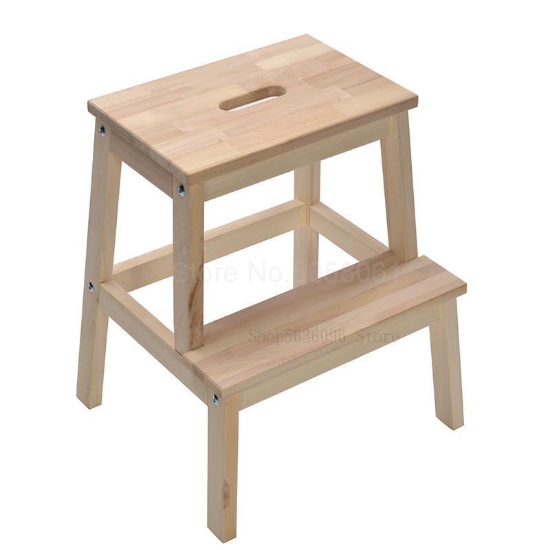 Solid wood step stool children's home ladder stool change shoes stool steps high and low stool: 43x39x50cm  1