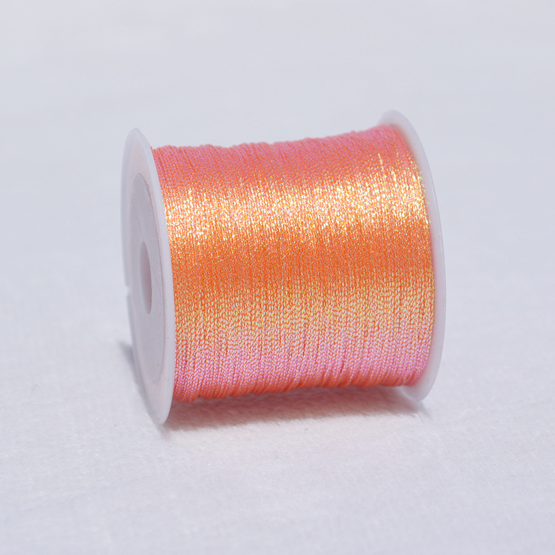 Cuerda trenzada de 3 hebras para pulsera, hilo colorido de oro y plata de 100M, bordado de cuentas de ganchillo, hilo hecho a mano: Rojo rosado