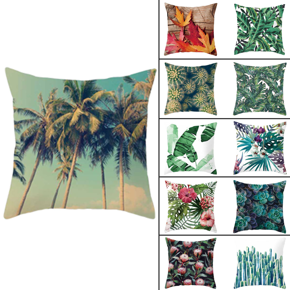 45*45cm tropiske træer grøn pude dekorative puder blomsterpude polyester bomuld pude