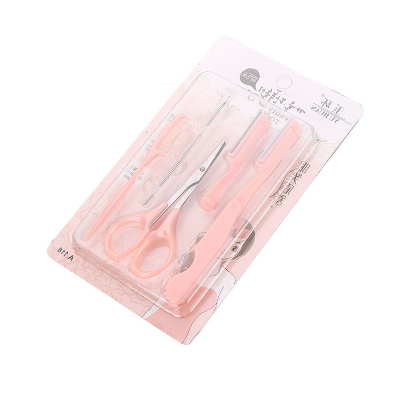 5pc/- delige set roze roestvrijstalen gereedschap voor lippen, haar, wenkbrauwen, scheermes, trimmer, scheermes, make-up, gezichtsverzorgingstools voor vrouwen