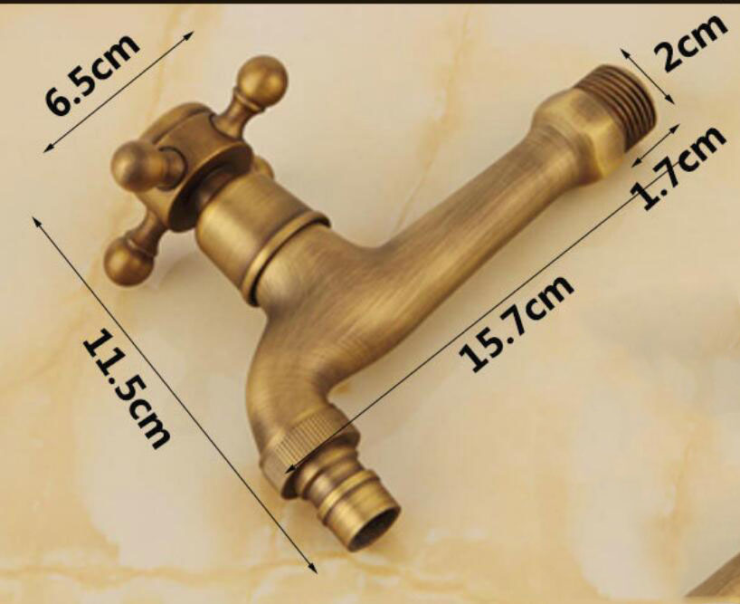 Luxury Decorative outdoor Bibcock Garden faucet tap Antique Brass Finish Bathroom Wall Mount Washing Machine Water Faucet Taps