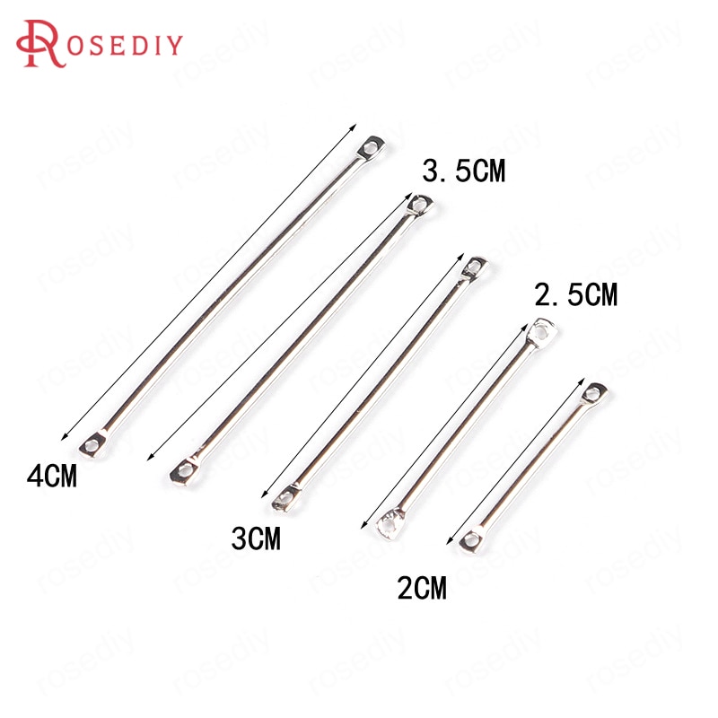 20PCS 2/2.5/3/3.2/3.5/4CM 24K Gold Color Plated Brass 2 Holes Round Connect Rod Charms Diy Jewelry Accessories