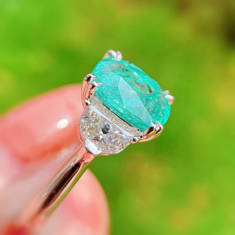 Qtt Mode Ronde Paraiba Toermalijn Ringen Vintage Klassieke Sieraden Voor Vrouwen Wedding Engagement