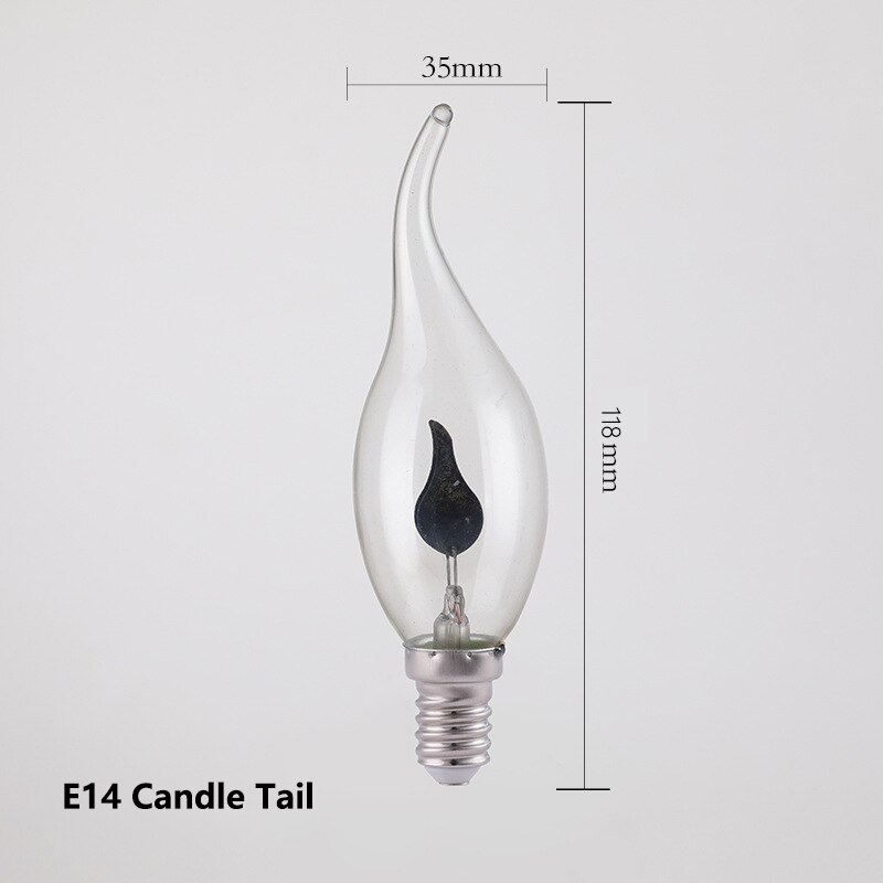 E14 e27 led pære edison flimmer flamme led stearinlys ildbelysning vintage 3w ac220v 240v retro indretning energisparelampe: E14 lys hale