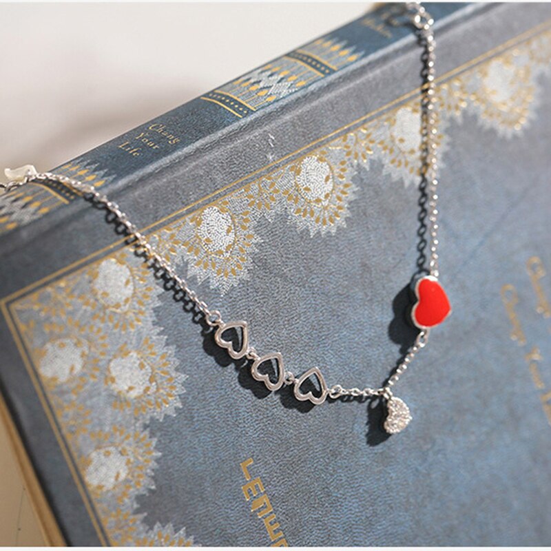 Pulsera de corazón de amor para mujer, de Plata de Ley 925, joyería de circón ajustable, románticos, S-B264