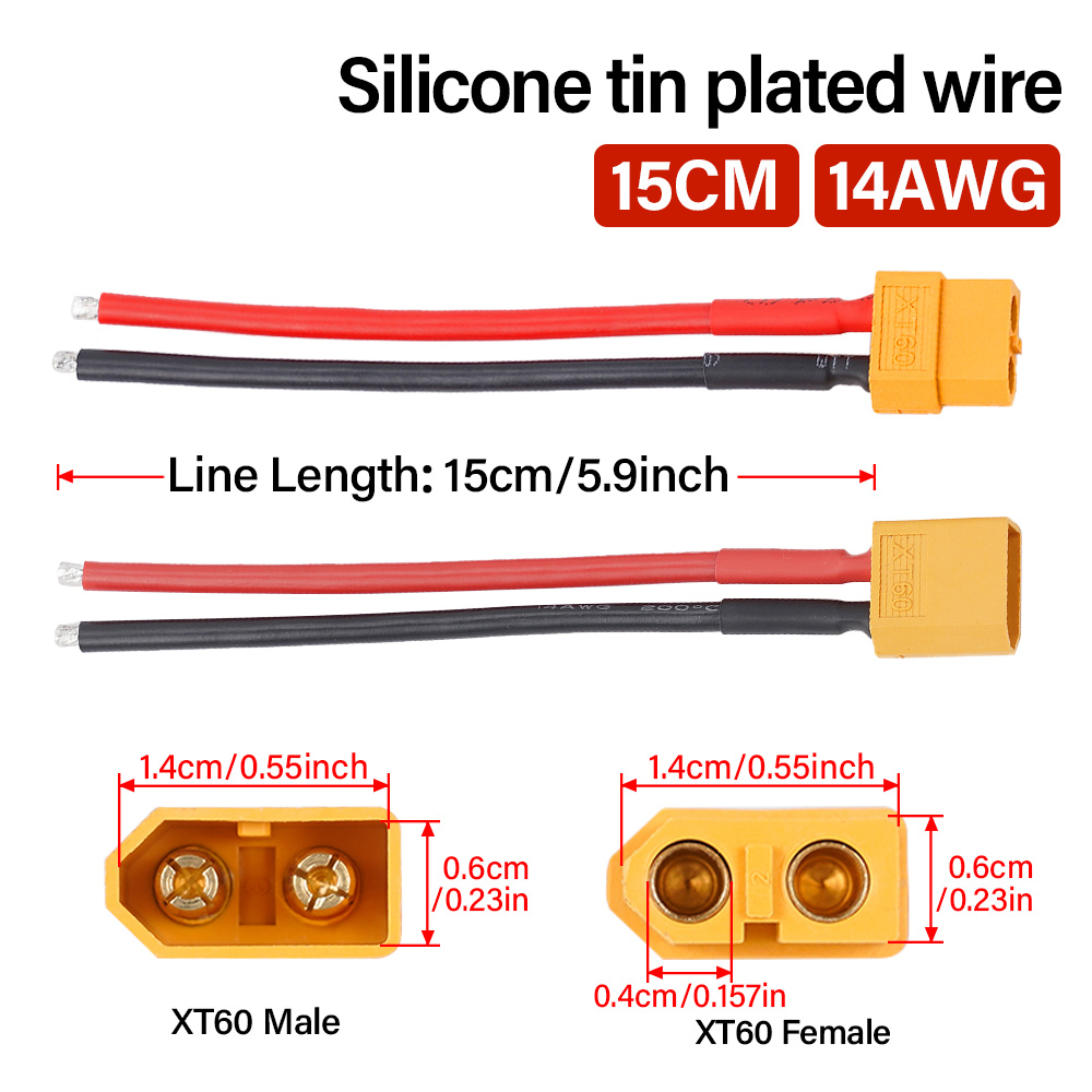 2 Stück xt60 14awg 15cm Anschluss kabel für Ladegerät Profi Ladekabel Motor- Einlauf leitung Stecker oder Buchse Batterie anschluss stecker