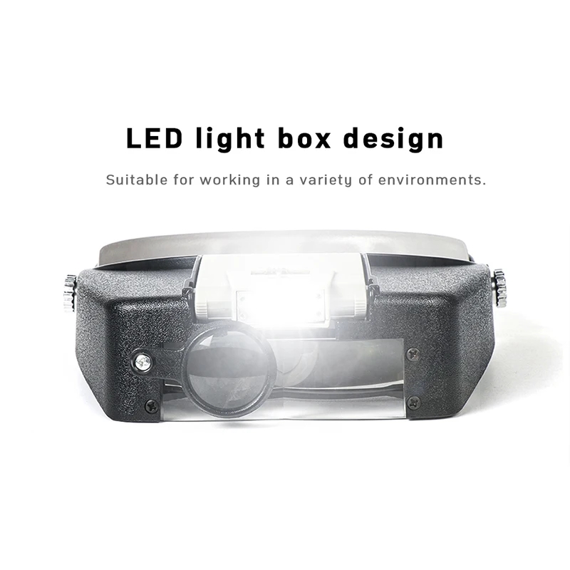 Headband Eyeglass Magnifying Glasses with Led Lights Wearable Magnifier Glass for Read Books Repair Watch Small Objects