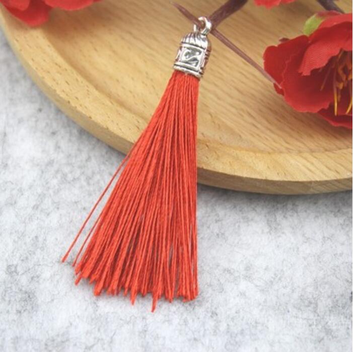 Rideau de bijoux avec pompon en argent, 10 pièces, accessoires de décoration pour vêtements, porte-clés, sac de téléphone portable, franges, garniture, sangles suspendues: Orange