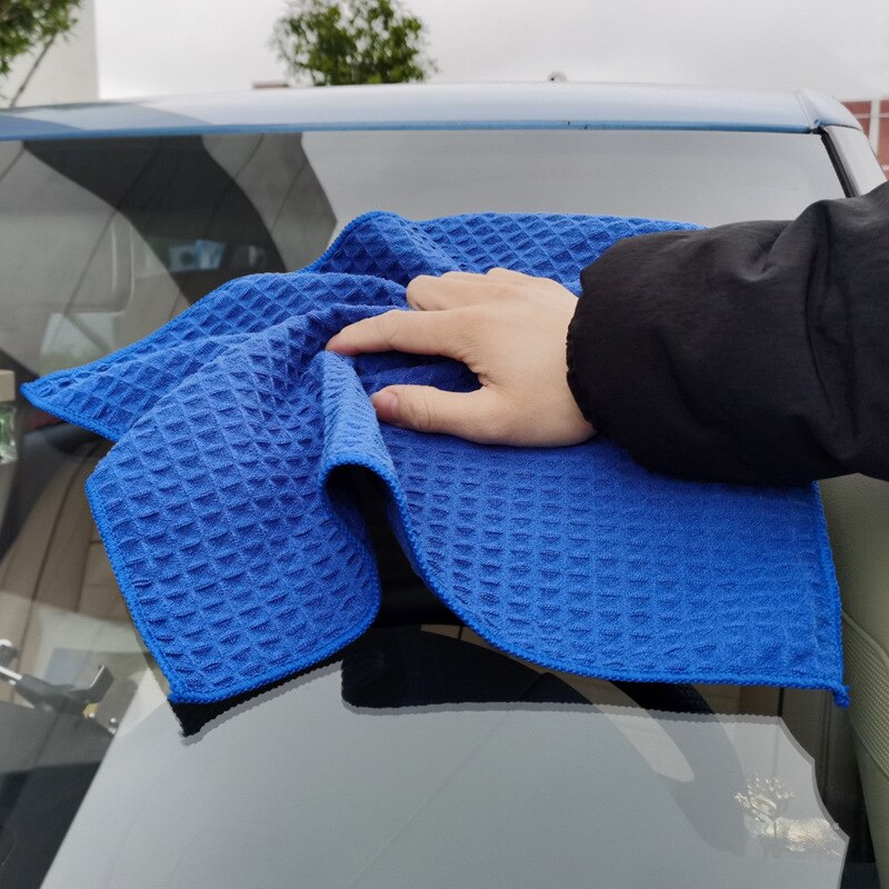 Serviette de voiture absorbante en microfibre, douce, pour le nettoyage de voiture, pour le séchage et le nettoyage des fenêtres, 5 pièces par lot, 40x40cm: 5pcs Blue