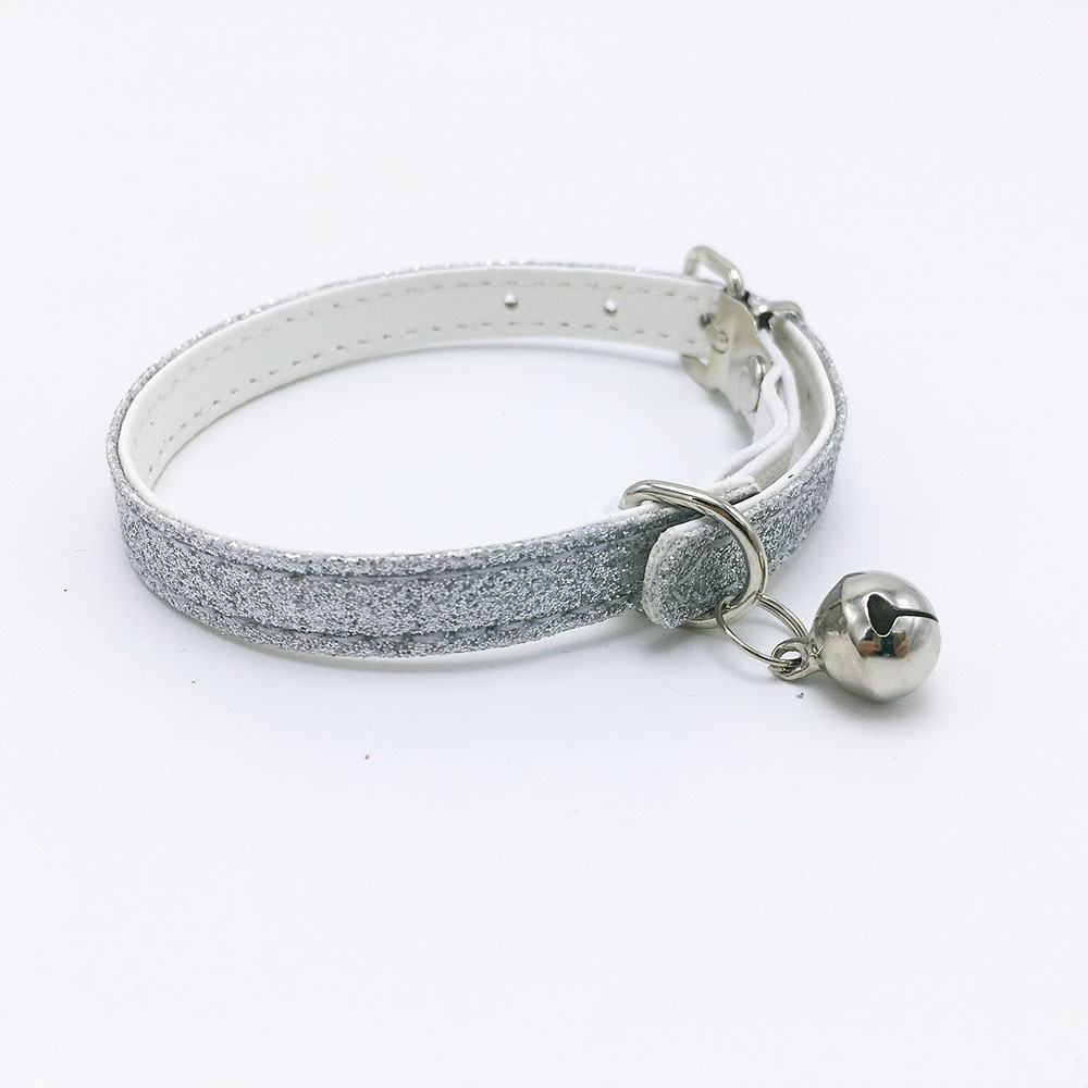 Bonzerpet – collier réglable en forme de cloche pour chat, rose, 1.0cm, en PU, adapté aux petits chiens et chiots