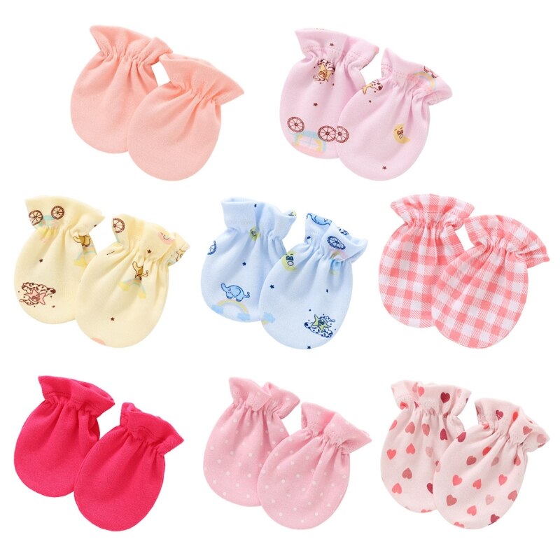 1 Paar Baby Anti Krassen Zachte Katoenen Handschoenen Pasgeboren Bescherming Gezicht Scratch Mittens Baby Handguard Levert