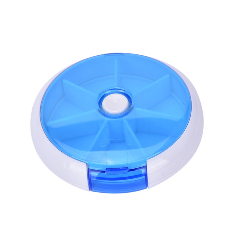 Weekly Press Rotating Pill Box Travel Pill Case Splitter Pill Organizer Medicine Box 7 Days Pill Cutter Tablet Container: blue