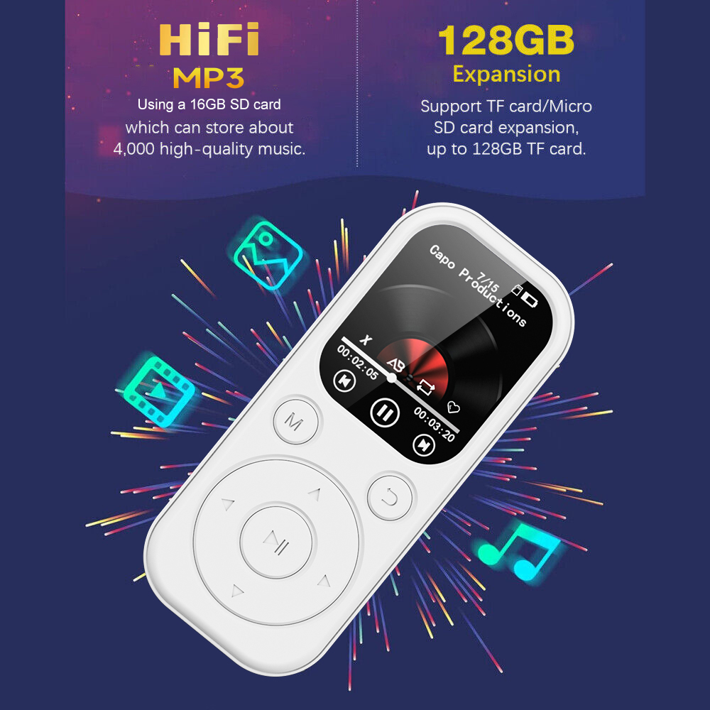 Neuester 1,8 Zoll schlanker MP3-Player Bluetooth 5.4 tragbarer Walkman-kompatibler eBook-Aufnahme-FM-Radio-Musik-Player