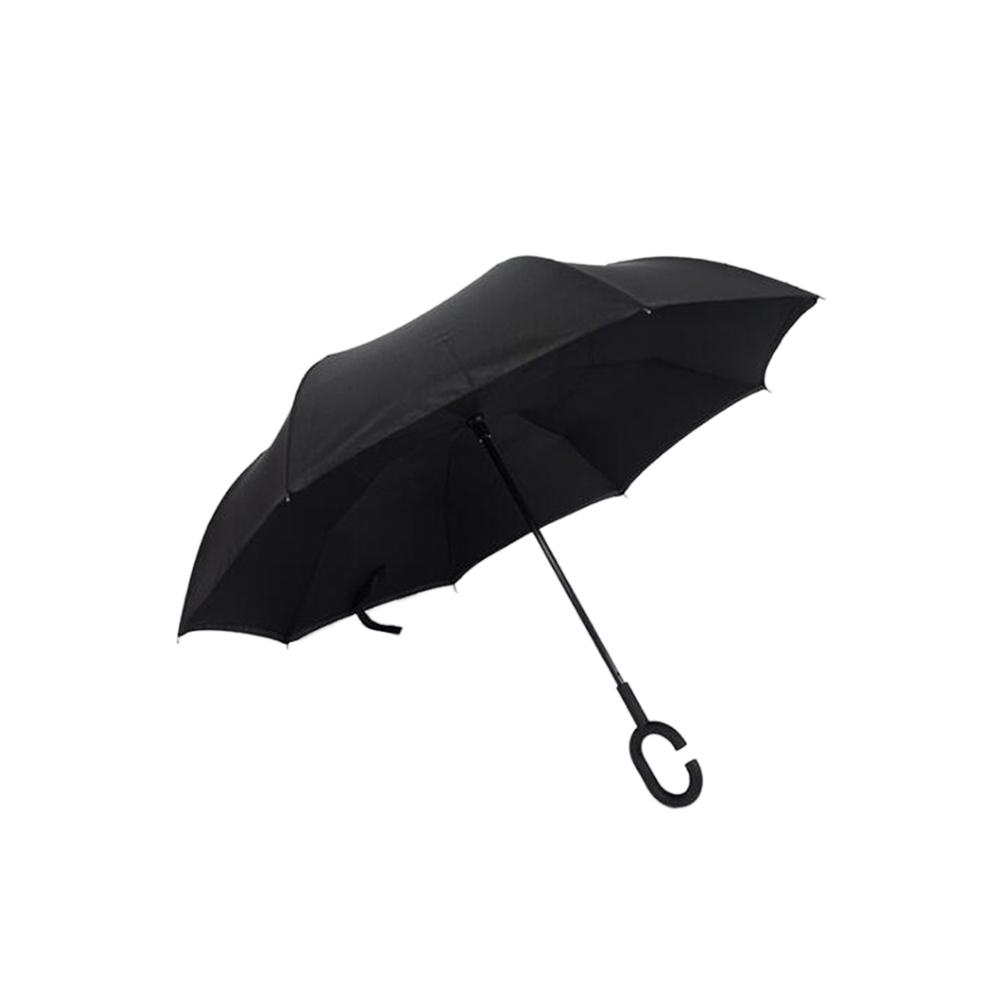 Windproof Reverse Folding Double Layer Inverted Chuva Umbrella Self Stand Rain Protection C-Hook Hands For Car: B