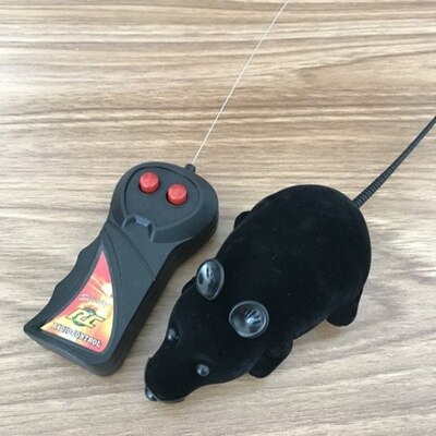 Wireless Remote Control Mouse Toy Black/Gary/Brown Electronic RC Rat Mice Animal Interactive Cat Toys: Black Small