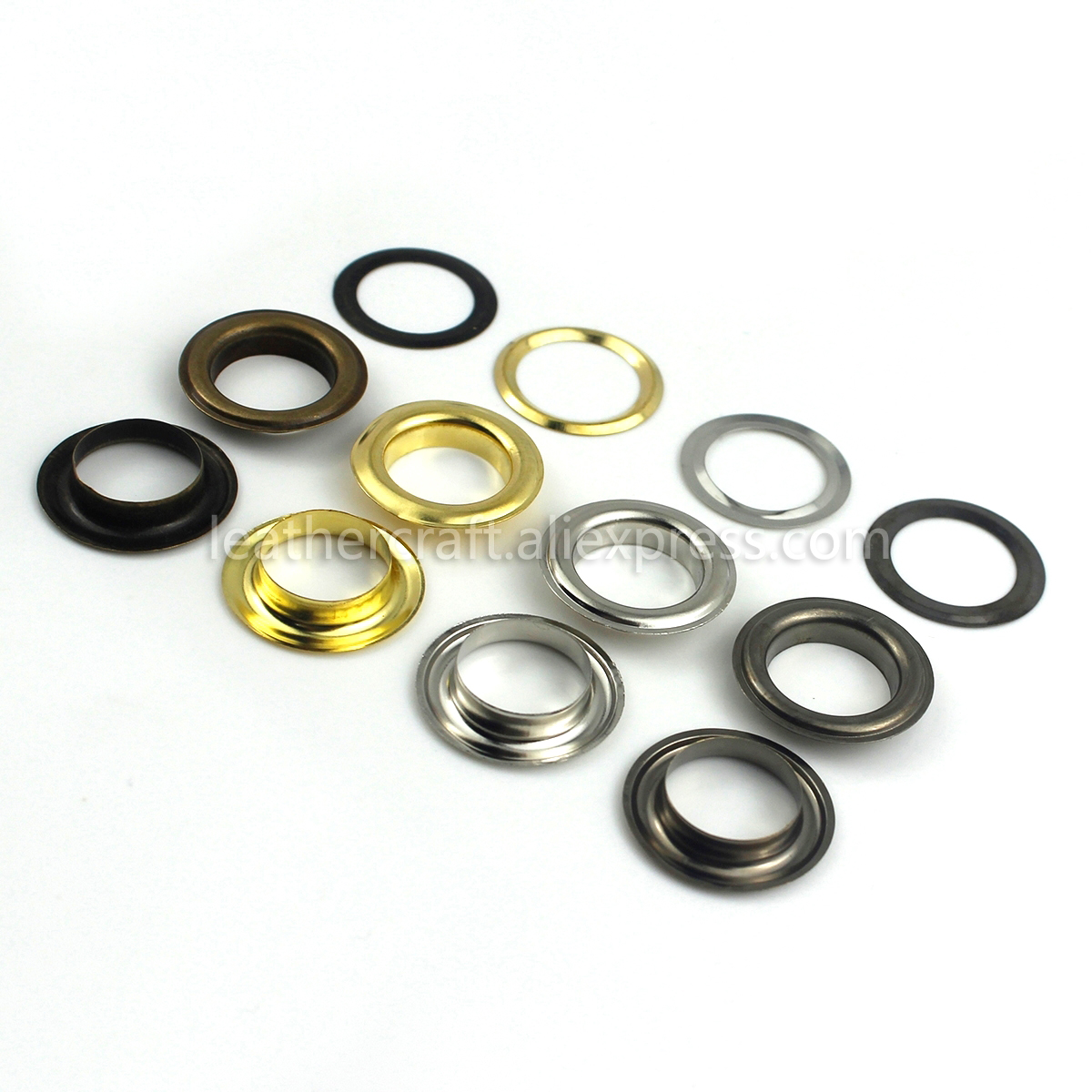 100 uppsättningar 17mm mässingsögla med bricka 1400#  läder hantverk reparation genomföring runda ögonringar för skor väska kläder läder bälte hatt
