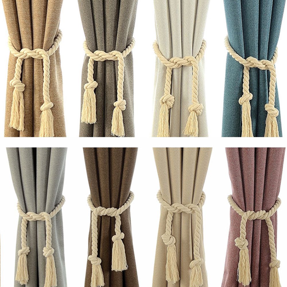 Gordijn Gespen Tie Touw Handgemaakte Weven Katoen Linnen Touw Gordijn Clips Beige Tiebacks Houder Douchegordijn Ringen Home Decor