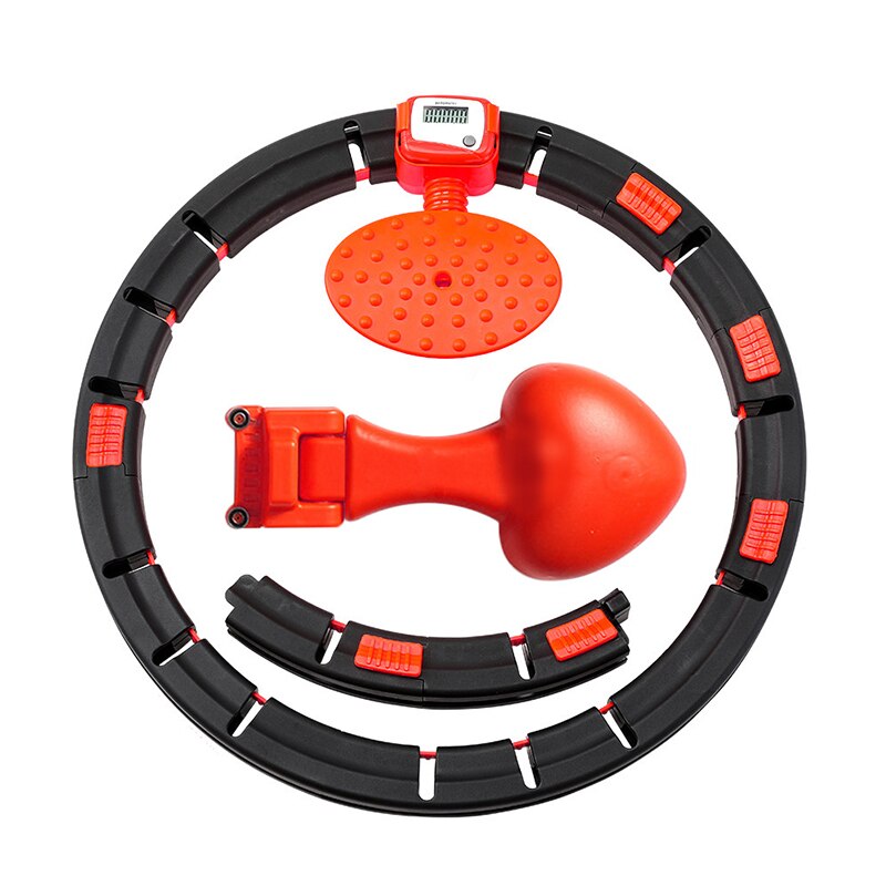 Hjemmetælling smart sport hoop gymnastik træning fitnessudstyr aftageligt justerbart auto-spinning cirkel yoga tynd talje: Sort orange