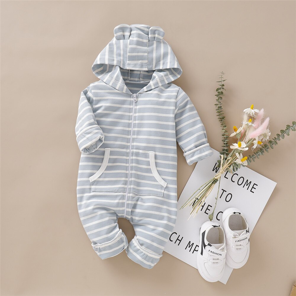 Nashakaite Kinderen Overalls Kleding Voor Pasgeboren Baby Boy Rompertjes Kleurrijke Dots Baby Boy Kostuum Voor Baby Jumpsuit Zomer: Blue white stripes / 18-24M