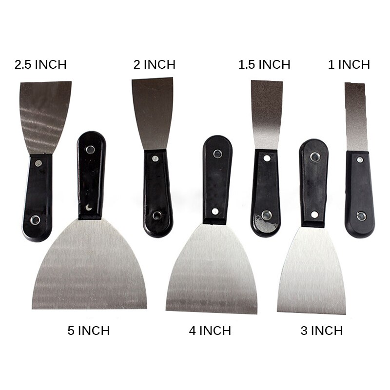 7 in 1 sparkel skrapeblad 1 tomme 1.5 tommer 2 tommer 2.5 tommer 3 tommer 4 tommer 5 tommer 7 størrelser skrape spade plasthåndtak veggkniv
