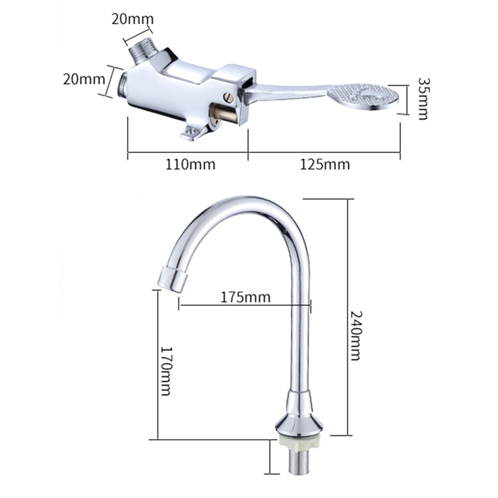 schalten Kontrolle Durch Boden Fuß Pedal Ventil Kupfer Schlecht Becken Wasserhahn Einzigen Kaltem Leitungs Krankenhaus Hotel Pedal Wasser Wasserhahn