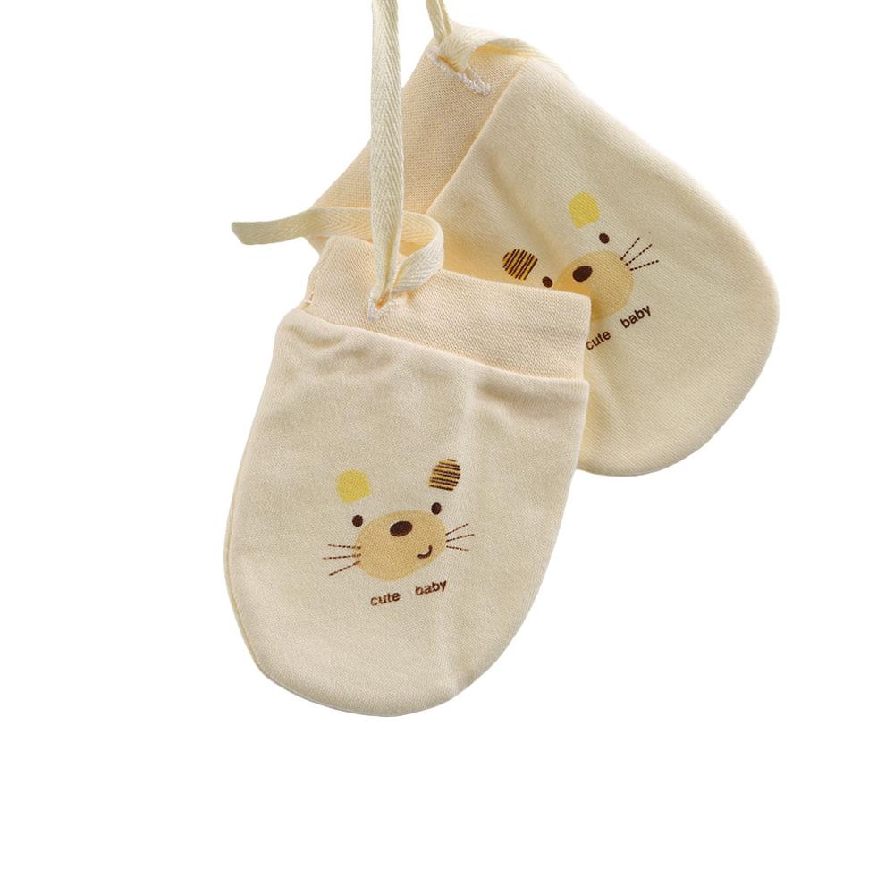 Spring 0-3months 100% cotton baby proof gloves Neonatal gloves comfortable breathe freely baby gloves newborn baby mitten: yellow