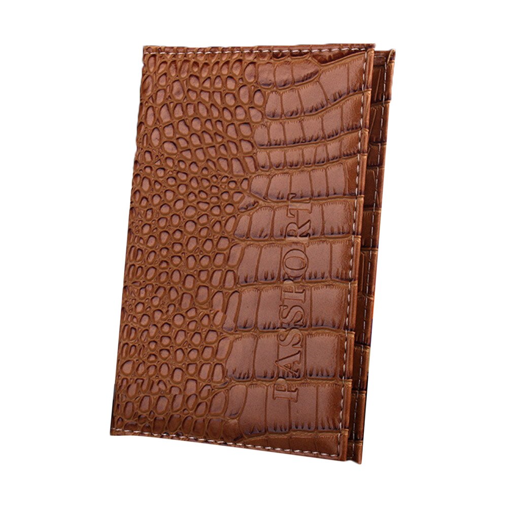 Alligator Pattern Leather Passport Cover And Travel Document Holder Passport Cover Case for Men Women Credit Card Holder Wallet: chocolate
