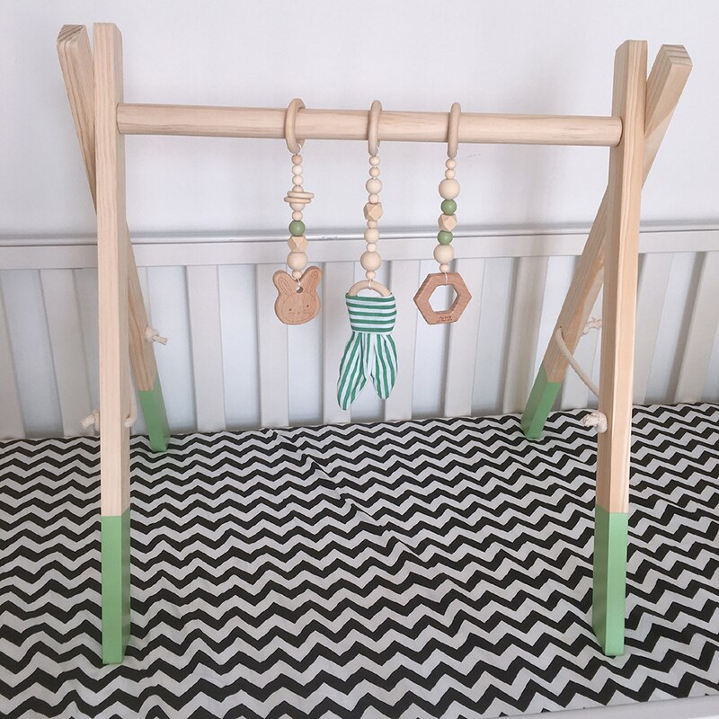 Baby Houten Rammelaar Bijtring Speelgoed Beuken Blad Hanger Play Gym Room Decor Kid Wandelwagen Opknoping Ornament Tiny Staaf Wieg Rammelaar hanger